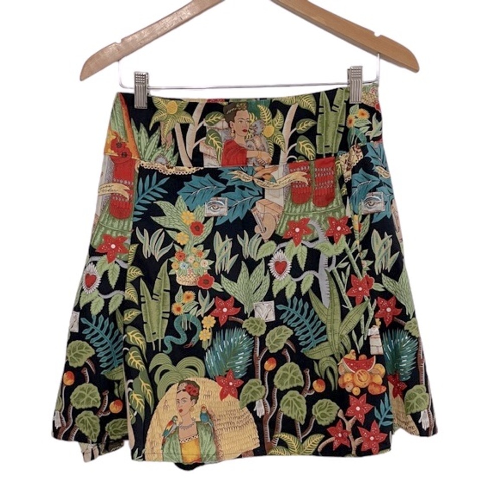 Artsy Frida Khalo Print A-Line Mini Skirt - Picture 1 of 6